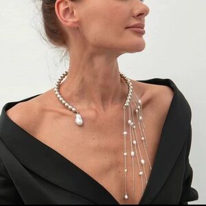 Elegant Silver and White Pearl Necklace